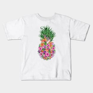 Tropical Floral Pineapple Kids T-Shirt